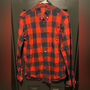 JCrew light weight cotton button down red and navy blue plaid size small​​​​​